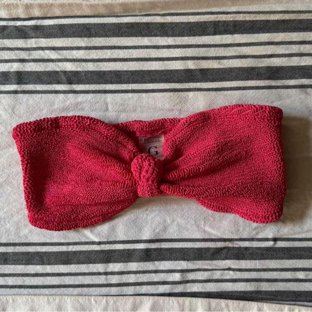 Hunza G Jean Bandeau Bikini Top Raspberry One Size - Picture 2 of 5